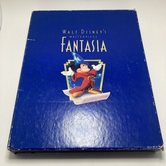 VHS Disney Masterpiece FANTASIA Deluxe  Box Set w/ Lithograph Vintage 1991 - Picture 1 of 16